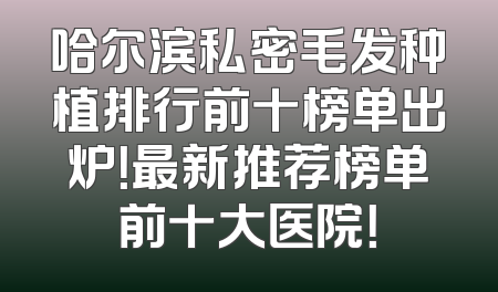 哈尔滨私密毛发种植排行前十榜单出炉！最新推荐榜单前十大医院！