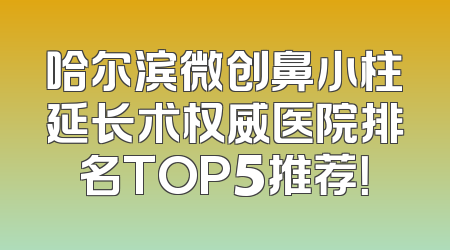 哈尔滨微创鼻小柱延长术权威医院排名TOP5推荐！