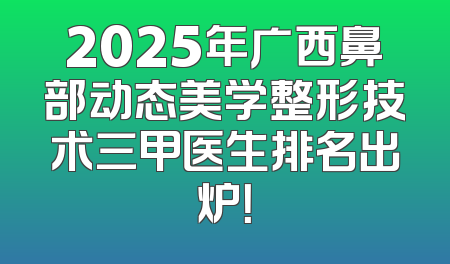 2025年广西鼻部动态美学整形技术三甲医生排名出炉！