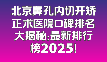 北京鼻孔内切开矫正术医院口碑排名大揭秘：最新排行榜2025！