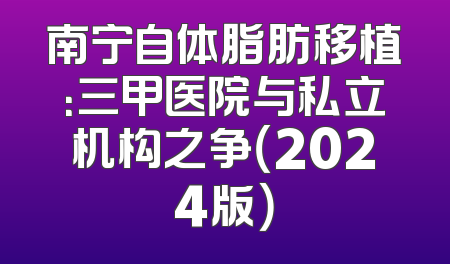 南宁自体脂肪移植：三甲医院与私立机构之争（2024版）