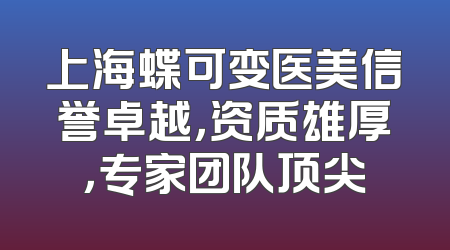 上海蝶可变医美信誉卓越，资质雄厚，专家团队顶尖