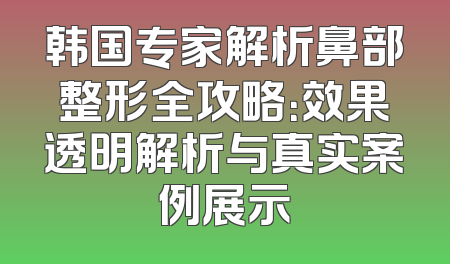 韩国专家解析鼻部整形全攻略：效果透明解析与真实案例展示