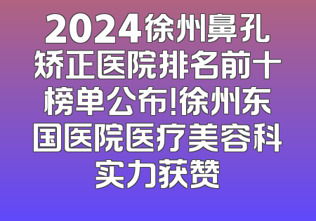 2024徐州鼻孔矫正医院排名前十榜单公布！徐州东国医院医疗美容科实力获赞