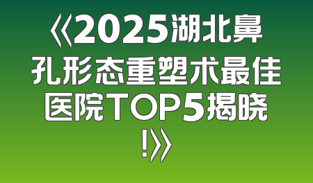 《2025湖北鼻孔形态重塑术最佳医院TOP5揭晓！》