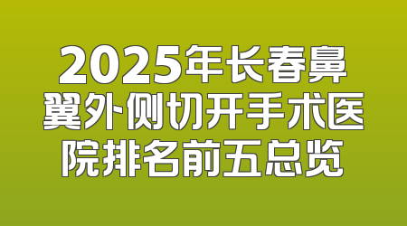 2025年长春鼻翼外侧切开手术医院排名前五总览