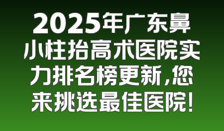 2025年广东鼻小柱抬高术医院实力排名榜更新，您来挑选最佳医院！