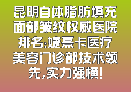 昆明自体脂肪填充面部皱纹权威医院排名：婕熹卡医疗美容门诊部技术领先，实力强横！