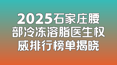 2025石家庄腰部冷冻溶脂医生权威排行榜单揭晓