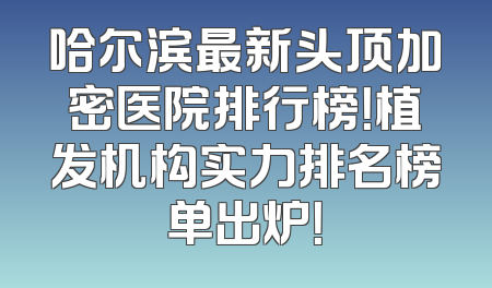 哈尔滨最新头顶加密医院排行榜！植发机构实力排名榜单出炉！