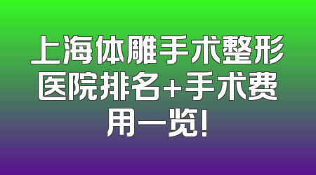 上海体雕手术整形医院排名+手术费用一览!