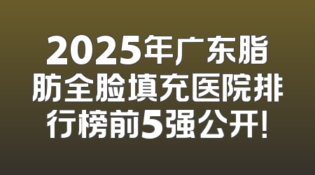 2025年广东脂肪全脸填充医院排行榜前5强公开！