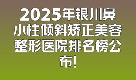 2025年银川鼻小柱倾斜矫正美容整形医院排名榜公布！