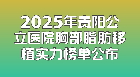 2025年贵阳公立医院胸部脂肪移植实力榜单公布
