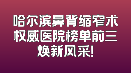 哈尔滨鼻背缩窄术权威医院榜单前三焕新风采！
