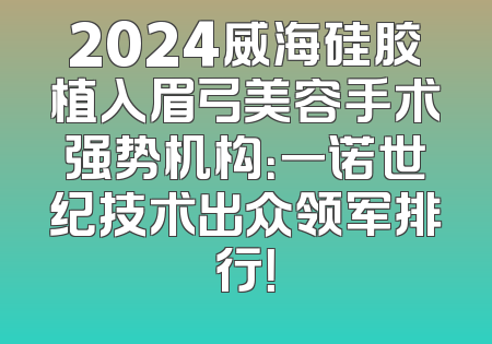 2024威海硅胶植入眉弓美容手术强势机构：一诺世纪技术出众领军排行！