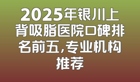 2025年银川上背吸脂医院口碑排名前五，专业机构推荐