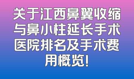 关于江西鼻翼收缩与鼻小柱延长手术医院排名及手术费用概览!