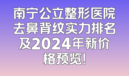南宁公立整形医院去鼻背纹实力排名及2024年新价格预览！