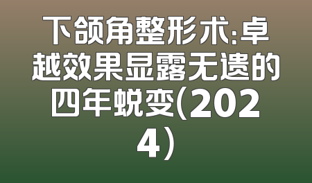 下颌角整形术：卓越效果显露无遗的四年蜕变（2024）
