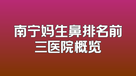 南宁妈生鼻排名前三医院概览