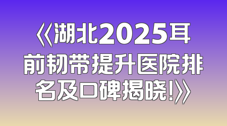 《湖北2025耳前韧带提升医院排名及口碑揭晓！》