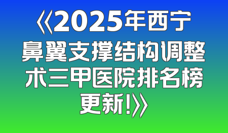 《2025年西宁鼻翼支撑结构调整术三甲医院排名榜更新！》