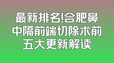 最新排名！合肥鼻中隔前端切除术前五大更新解读