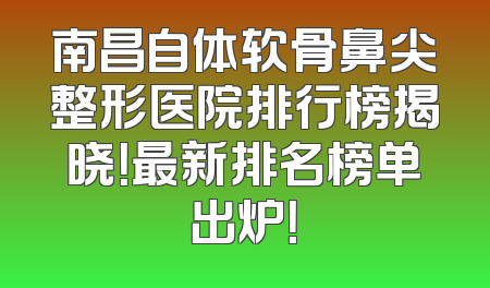 南昌自体软骨鼻尖整形医院排行榜揭晓！最新排名榜单出炉！