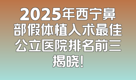 2025年西宁鼻部假体植入术最佳公立医院排名前三揭晓！