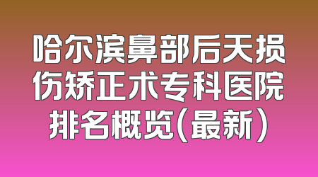 哈尔滨鼻部后天损伤矫正术专科医院排名概览（最新）