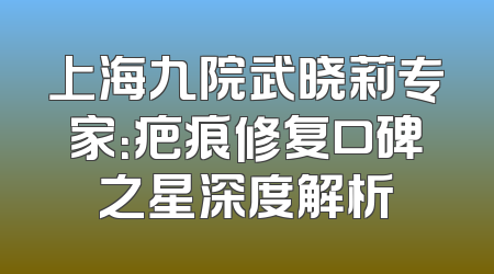上海九院武晓莉专家：疤痕修复口碑之星深度解析