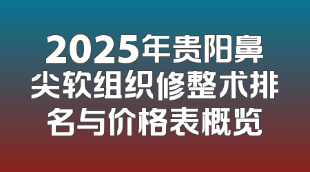 2025年贵阳鼻尖软组织修整术排名与价格表概览