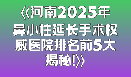 《河南2025年鼻小柱延长手术权威医院排名前5大揭秘！》