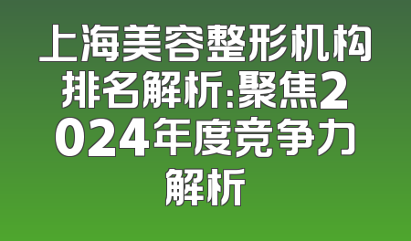 上海美容整形机构排名解析：聚焦2024年度竞争力解析