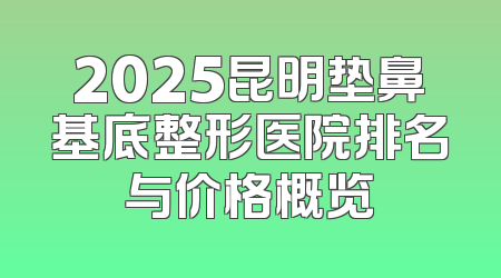 2025昆明垫鼻基底整形医院排名与价格概览