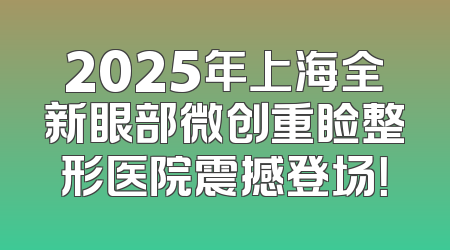 2025年上海全新眼部微创重睑整形医院震撼登场！