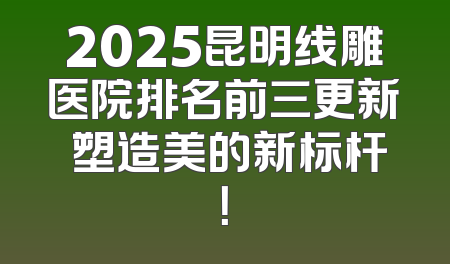 2025昆明线雕医院排名前三更新 塑造美的新标杆！