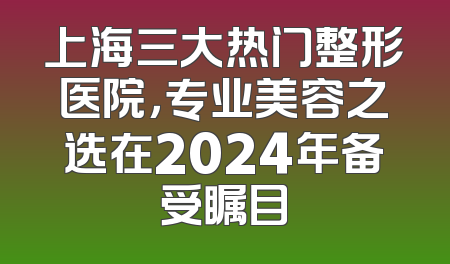 上海三大热门整形医院，专业美容之选在2024年备受瞩目