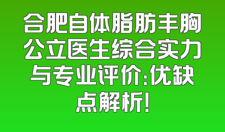 合肥自体脂肪丰胸公立医生综合实力与专业评价：优缺点解析！