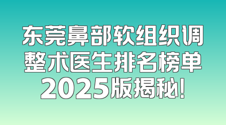 东莞鼻部软组织调整术医生排名榜单2025版揭秘！