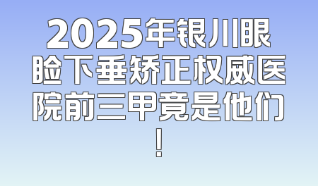 2025年银川眼睑下垂矫正权威医院前三甲竟是他们！