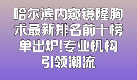 哈尔滨内窥镜隆胸术最新排名前十榜单出炉！专业机构引领潮流