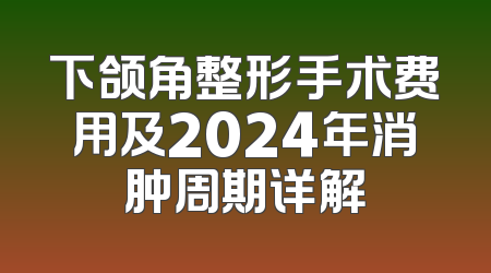 下颌角整形手术费用及2024年消肿周期详解