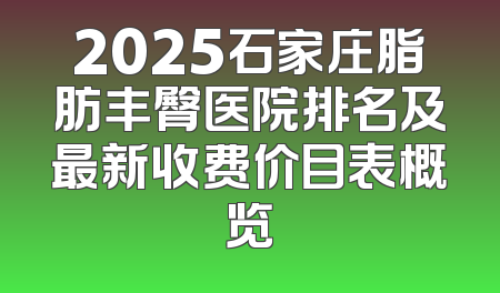 2025石家庄脂肪丰臀医院排名及最新收费价目表概览