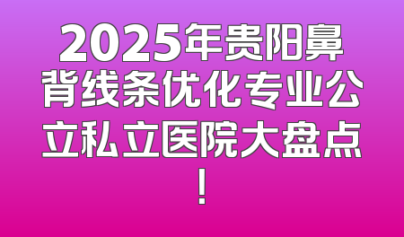 2025年贵阳鼻背线条优化专业公立私立医院大盘点！