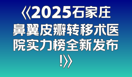 《2025石家庄鼻翼皮瓣转移术医院实力榜全新发布！》