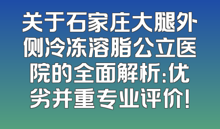 关于石家庄大腿外侧冷冻溶脂公立医院的全面解析：优劣并重专业评价!