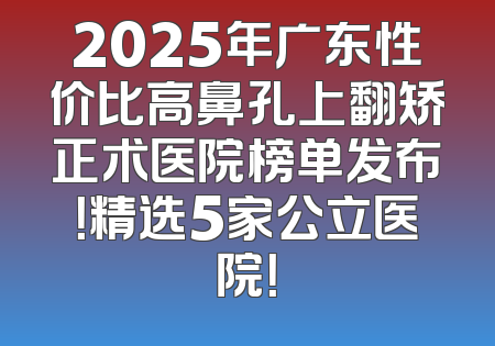 2025年广东性价比高鼻孔上翻矫正术医院榜单发布！精选5家公立医院！