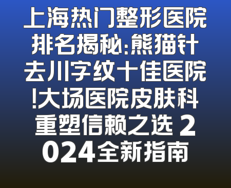上海热门整形医院排名揭秘：熊猫针去川字纹十佳医院！大场医院皮肤科重塑信赖之选 2024全新指南